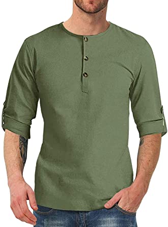 Photo 1 of Ebifin Mens Shirts Long Sleeve Henley Tops Cotton Button Down Blouse
SIZE XL.