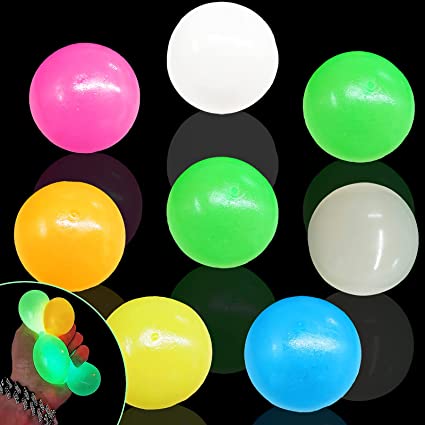 Photo 1 of 11Pcs Fluorescence Glowing Stress Relief Balls Sticky Ball, Ceiling Luminescent Toy Wall Decompress Squeeze Vent Ball Fun Toy for Kids and Adults Fun Toy for ADHD, OCD, Anxiety
