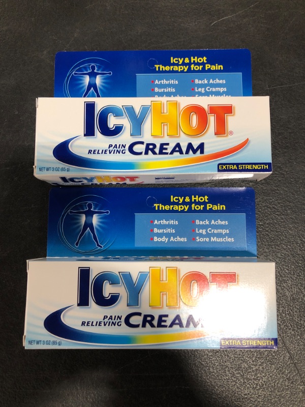 Photo 3 of ICY HOT Pain Relieving Cream Extra Strength 3 oz ( Pack of 2)
05/2022.