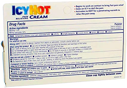 Photo 2 of ICY HOT Pain Relieving Cream Extra Strength 3 oz ( Pack of 2)
05/2022.