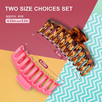 Photo 1 of Hitituto Big Hair Claw Clips 6 Packs - 4.33 and 5.2 Inch Matte and Nonslip for Thick and Thin Long Hair Large Banana and Jaw Clips Hair Holder for Women Ladies…
