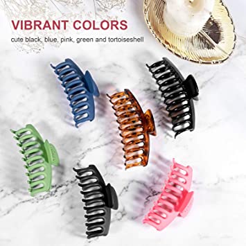 Photo 3 of Hitituto Big Hair Claw Clips 6 Packs - 4.33 and 5.2 Inch Matte and Nonslip for Thick and Thin Long Hair Large Banana and Jaw Clips Hair Holder for Women Ladies…
