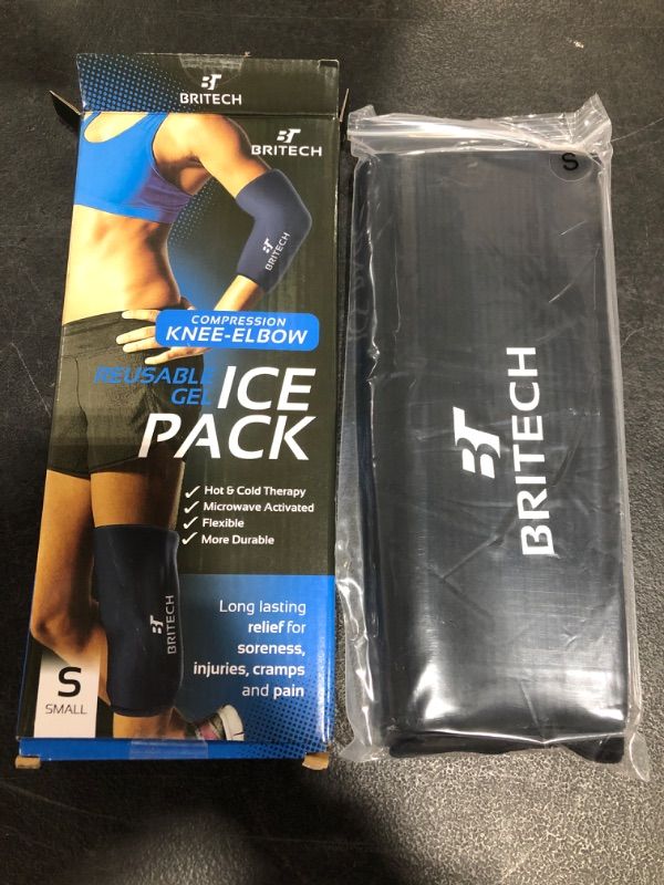 Photo 4 of Britech Elbow & Knee Ice Pack for Injuries Reusable Compression Sleeve – Knee Brace for Knee Pain, Elbow Pain, Ankle & Calf – Flexible Gel Cold Wrap for Recovery for Meniscus, ACL, MCL, Bursitis Pain Relief (Small)
