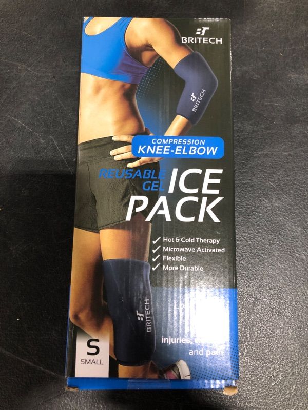 Photo 3 of Britech Elbow & Knee Ice Pack for Injuries Reusable Compression Sleeve – Knee Brace for Knee Pain, Elbow Pain, Ankle & Calf – Flexible Gel Cold Wrap for Recovery for Meniscus, ACL, MCL, Bursitis Pain Relief (Small)
