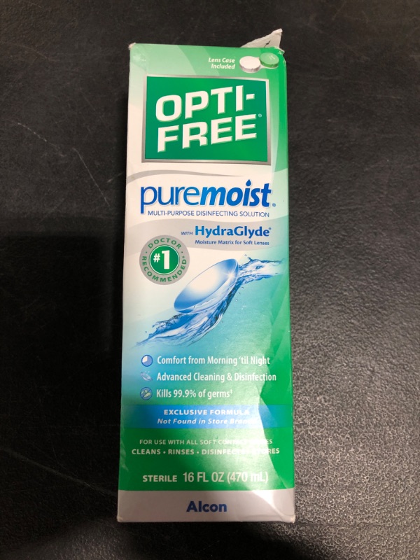 Photo 3 of Opti-Free Puremoist Multi-Purpose disinfecting Solution with Lens case, 16 Fl Oz
