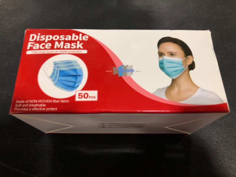 Photo 4 of FACM-BL DISPOSABLE FACE MASKS, 50 COUNT.
