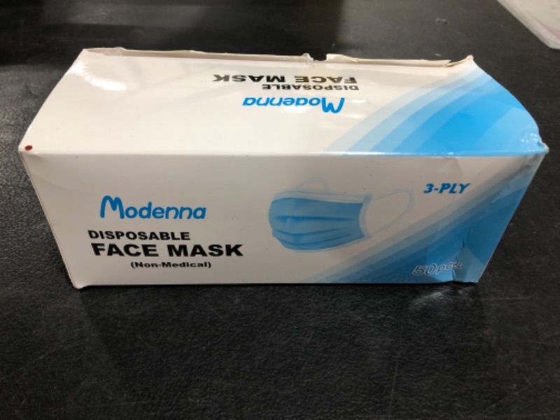 Photo 1 of DISPOSABLE FACE MASKS, 50 COUNT.