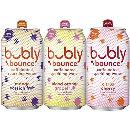 Photo 1 of Bubly Bounce Caffeinated Sparkling Water, 3 Flavor Variety Pack, 12oz Cans, 18.0 Count
BEST BY 09/2021