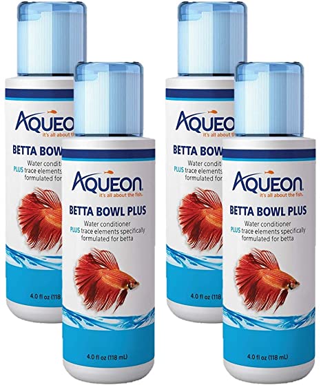 Photo 1 of Aqueon 4 Pack of Betta Bowl Plus Water Conditioner & Dechlorinator, 4 Fluid Ounces Each
