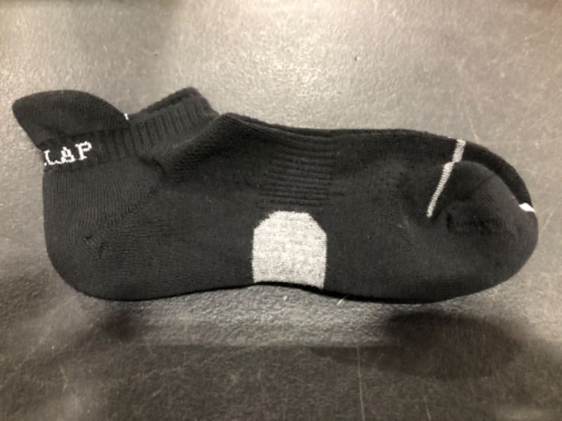 Photo 2 of CORLAP COTTON ANKLE HEEL SOCKS NO SHOW FOR MEN. BLACK/GREY. ONE SIZE.