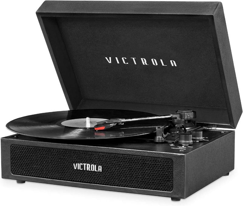 Photo 1 of Victrola Parker Bluetooth Suitcase Record Player with 3-speed Turntable, Black
