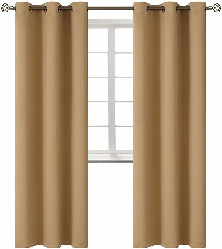 Photo 1 of BGment Blackout Curtains for Living Room - Grommet Thermal Insulated Room Darkening Curtains for Bedroom, 2 Panels of 42 x 84 Inch, Khaki
