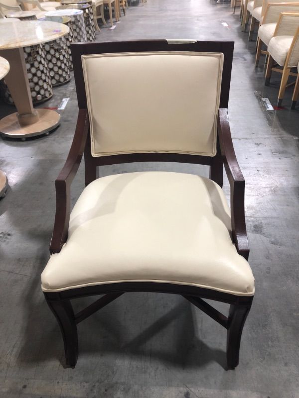 Photo 3 of Brown Dining Room Chair with Creme Cushions 38H x 24W x 21L Inches