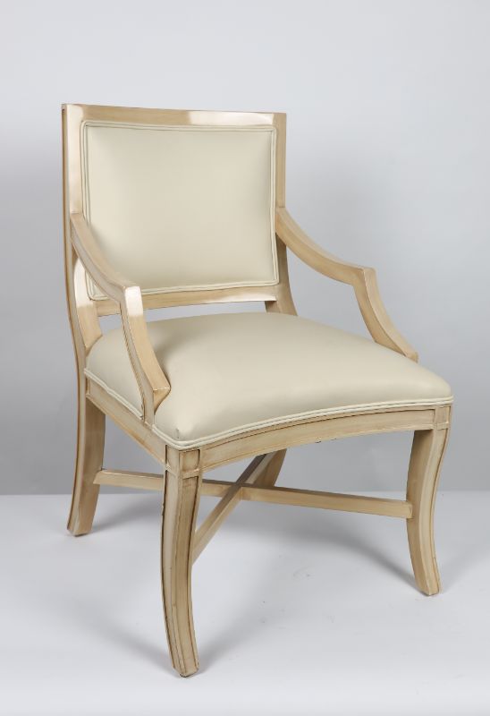 Photo 1 of FAUX LEATHER CREME DINING CHAIR APPROX. 24L X 24W X 37H INCHES