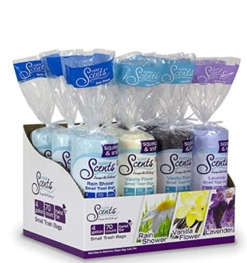 Photo 1 of Color Scents Small Trash Bags - 4 Gallon, 840 Total Bags (12 Packs of 70 Count), Twist Tie - Multi-color bags in Calming Collection Scent
