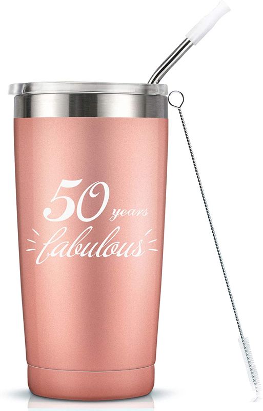 Photo 1 of 
50 Years Fabulous I 50th Birthday Gifts For Women I 20 Oz Vacuum Insulated Stainless Steel Mug Tumbler with Lid, Funny Turning 50 Gift Idea for Women Her...