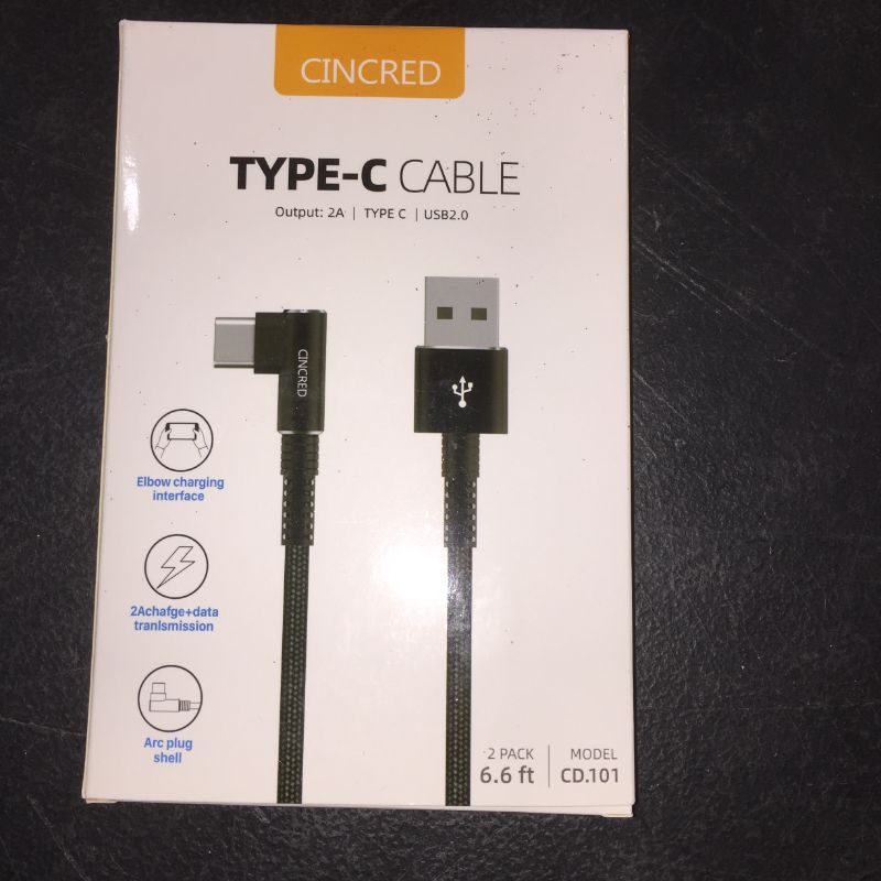 Photo 3 of CINCRED USB Type C Cable 3A Fast Charging, (2 Pack 6.6ft) USB-A to USB-C Charge Braided Cord Compatible with Samsung Galaxy S10 S10E S9 S8 S20 Plus,Note 10 9 8,Z Flip, and Other USB C Charger
