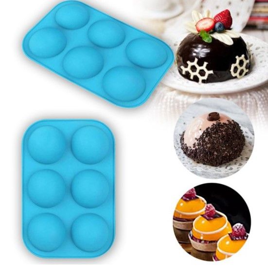 Photo 1 of 2pcs 6 Holes Semi Sphere Silicone Molds for Making Chocolate, Cake, Jelly, Dome Mousse
