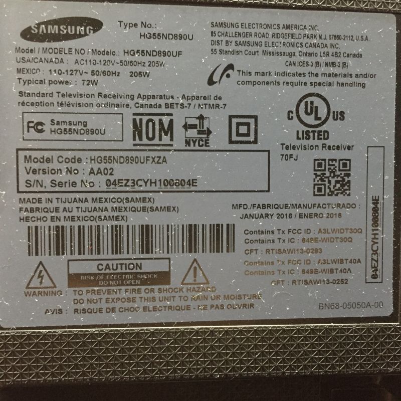 Photo 4 of SAMSUNG 55IN 2015 MODEL HG55ND890UF