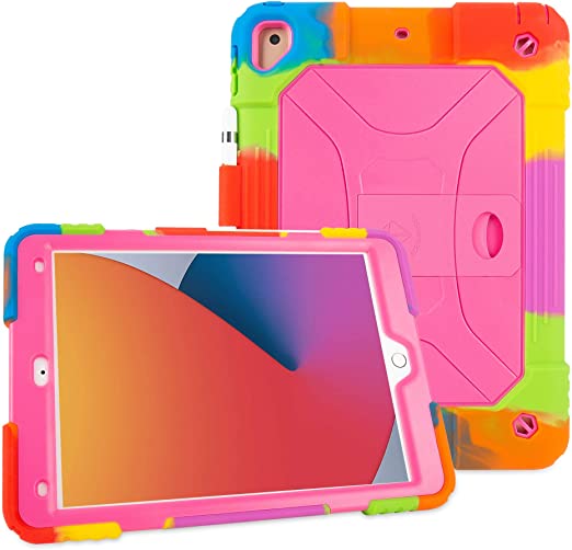 Photo 1 of 2 pack!!! iPad 10.2 Case 10.2 inch 2019 2020 Releases Case iPad 10.2 Case Kickstand Soft Silicone Shockproof Protective Case for Kids for iPad 7th 8th Generation 2019 2020 - Pink
