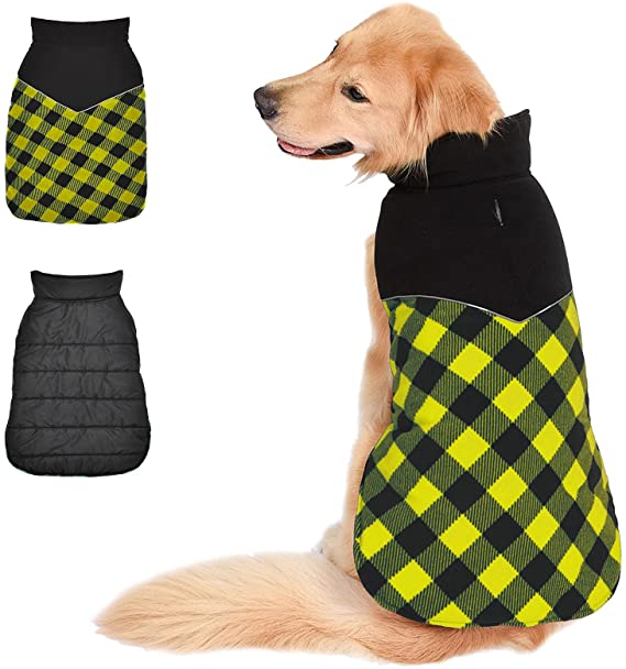 Photo 1 of Dog Sweater Winter Coat Cold Vest Pet Warm Cotton Clothes Puppy Jacket Doggies, Reversible Waterproof Windproof 
Med (Chest Girth:16.1-20.1")