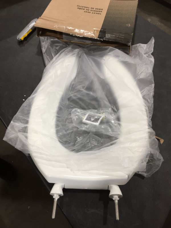 Photo 2 of BEMIS 1955SSCT 000 Commercial Heavy Duty Open Front Toilet Seat without Cover will Never Loosen & Reduce Call-backs, ELONGATED, Plastic, White

