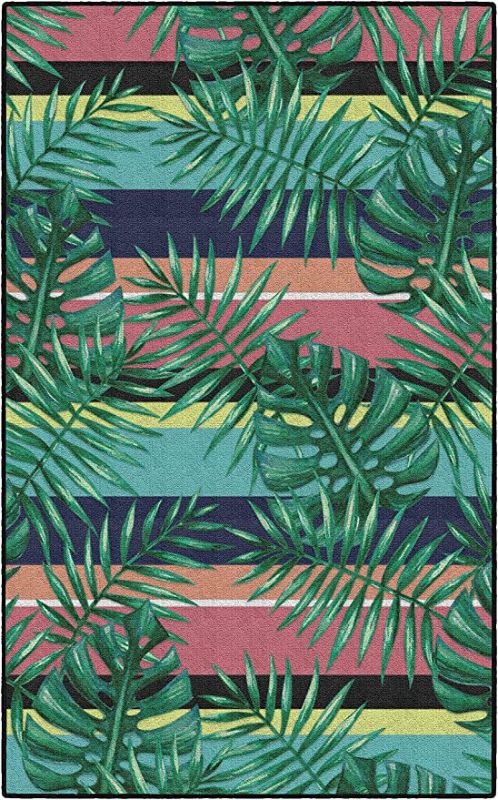 Photo 1 of Brumlow Mills Malibu Stripes Tropical Machine Washable Area Rug for Home Office, Living Room Decor, Bedroom Mat, Dining or Kitchen Rug, 7' x 10', Multicolor
