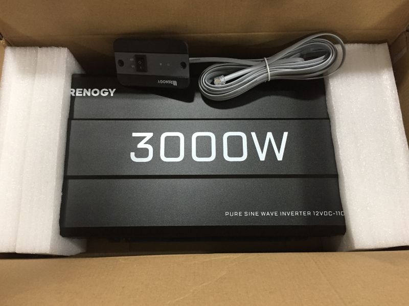 Photo 1 of Renogy 3000W Pure Sine Wave Inverter 12V DC to 120V AC Converter for Home, RV, Truck, Off-Grid Solar Power Inverter 12V to 110V with Built-in 5V/2.1A USB Port, AC Hardwire Port, Remote Controller
