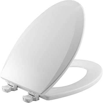 Photo 1 of BEMIS 1500EC 390 Toilet Seat with Easy Clean & Change Hinges, ELONGATED, Durable Enameled Wood, Cotton White
