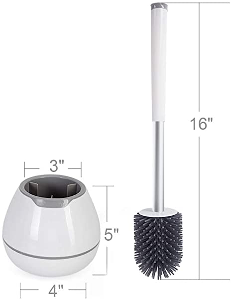 Photo 1 of BOOMJOY Toilet Brush and Holder Set, Silicone Bristles Bathroom Cleaning Bowl Brush Kit with Tweezers - White