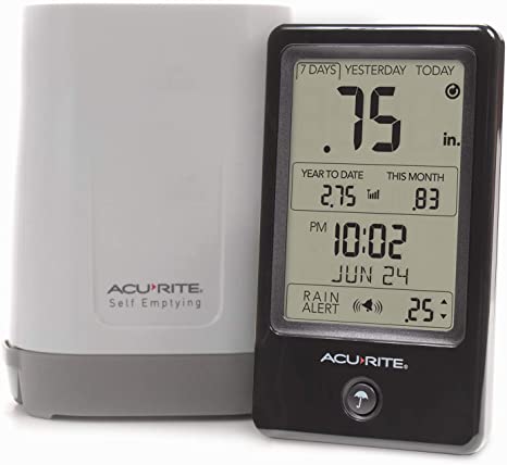 Photo 1 of AcuRite 02446M Wireless Rain Gauge with Indoor Digital Display, Black