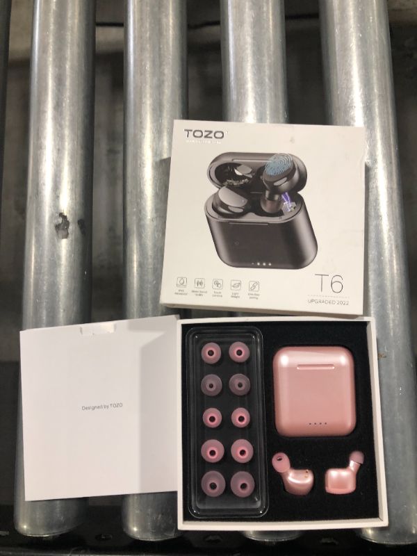 Photo 2 of TOZO T6 True Wireless Earbuds Bluetooth Headphones Touch Control with Wireless Charging Case IPX8 Waterproof Stereo Earphones in-Ear Built-in Mic Headset Premium Deep Bass for Sport Rose Gold
