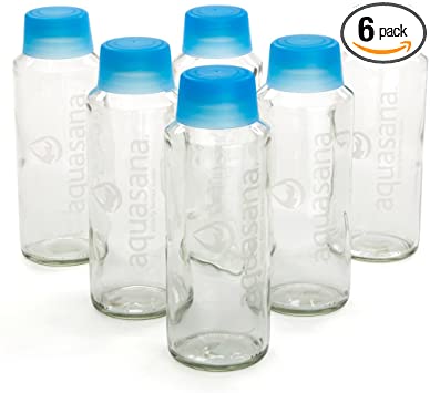 Photo 1 of Aquasana Glass Water Bottles and BPA Free Lid, 18-oz, 6-pack
