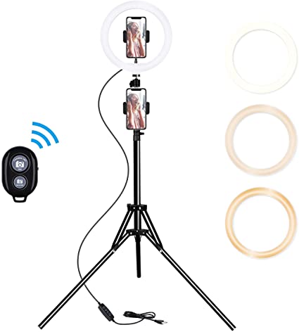 Photo 1 of Ring Light with Tripod Stand & Cell Phone Holder for Live Stream/Makeup, SCOZER Led Camera Ringlight for YouTube Video/Photography Compatible with iPhone Xs Max XR Android
