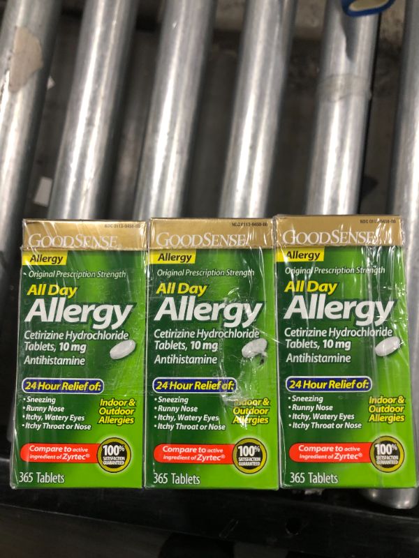 Photo 3 of (COUNT OF 12 BOXES) GoodSense All Day Allergy, Cetirizine Hydrochloride Tablets, 10 mg, Antihistamine 365 Tablets.
BB 07/22