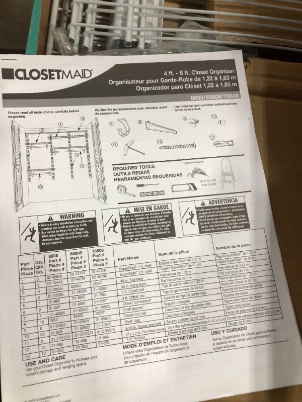 Photo 4 of ClosetMaid 8808 Adjustable Closet Organizer, 4 ft to 6 ft, White
