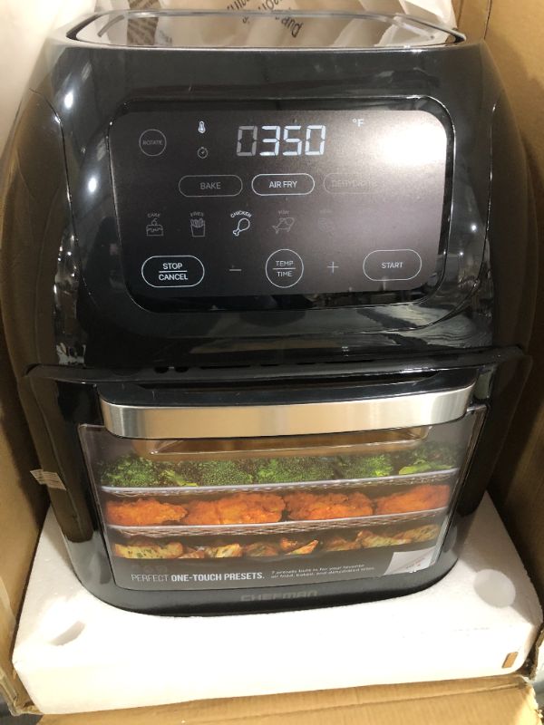 Photo 2 of Chefman 6.3 Quart Digital Air Fryer+ Rotisserie, Dehydrator, Convection Oven, 8 Touch Screen Presets Fry, Roast, Dehydrate & Bake, BPA-Free, Auto Shutoff, Accessories Included, XL Family Size, Black
