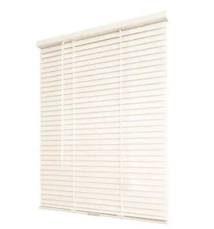 Photo 1 of Hampton Bay
Alabaster Cordless Room Darkening 1 in. Vinyl Mini Blind for Window or Door - 27 in. W x 48 in. L