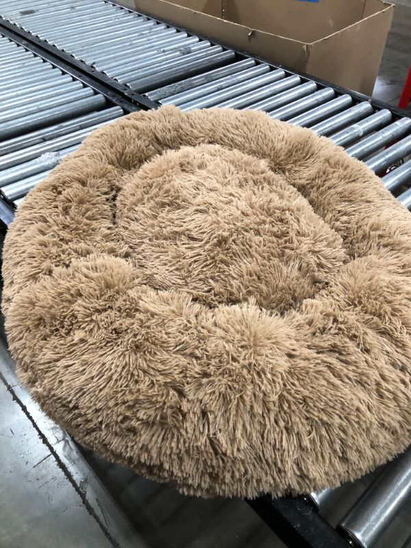 Photo 1 of Bedsure Calming Dog Beds for Small Medium Large Dogs - Round Donut Washable Dog Bed, Anti-Slip Faux Fur Fluffy Donut Cuddler Anxiety Cat Bed, Fits up to 15-100 lbs
