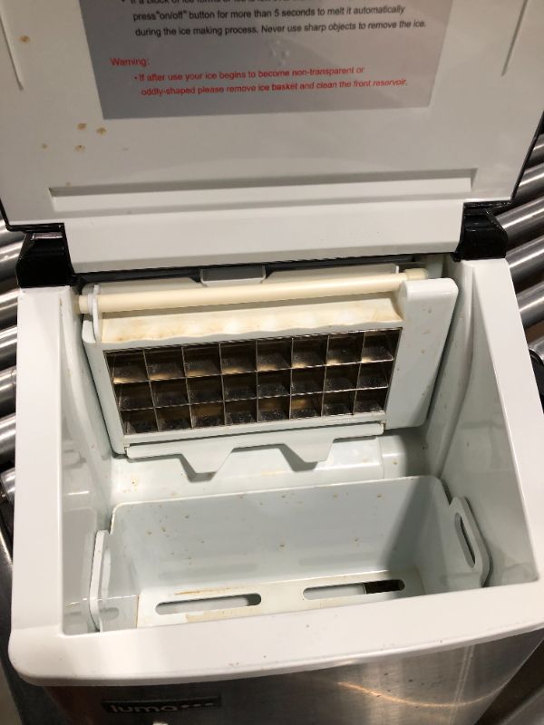 Photo 3 of Luma Comfort Clear Ice Cube Maker Machine | First Cubes In 15 Minutes, 28 lbs. of Ice in 24 Hours | Countertop Portable Design in Stainless Steel - IM200SS
