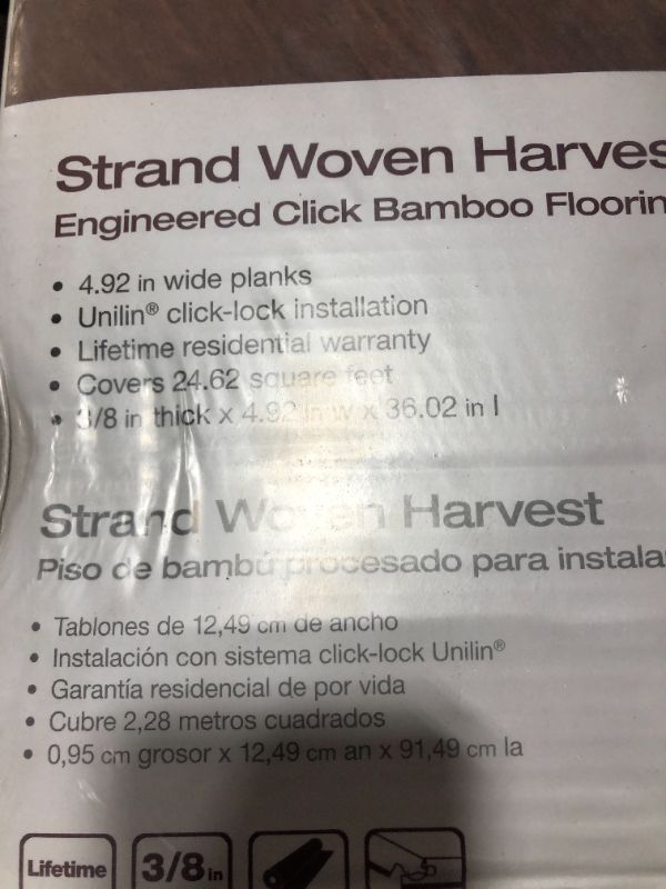 Photo 3 of 30m cases of Strand Woven Harvest 3/8 in. T x 4.92 in. W x 36.02 in. L Engineered Click Bamboo Flooring
