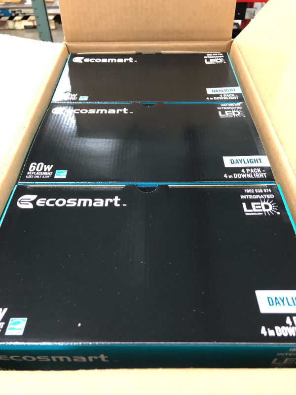 Photo 3 of  EcoSmart 4 in. White Integrated LED Recessed Trim DL 3 pack of (4-Pack)
