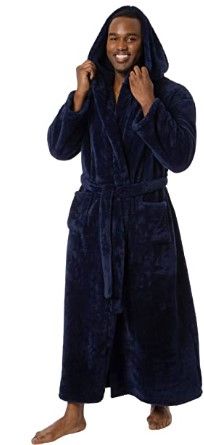 Photo 1 of Ross Michaels Mens Robe Big & Tall with Hood - Long Plush 400GSM Luxury Fleece Bathrobe L/XL