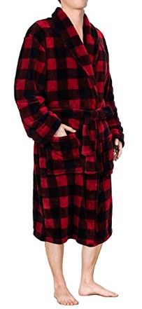 Photo 1 of Mens Plush Fleece Robe | Soft, Warm, Spa Bathrobe for Men, Shawl CollarL/XL