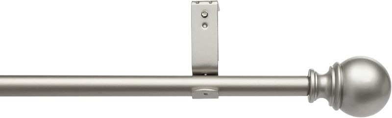 Photo 1 of Amazon Basics 5/8-Inch Curtain Rod with Round Finials - 1-Pack, 28 to 48 Inch, Nickel
