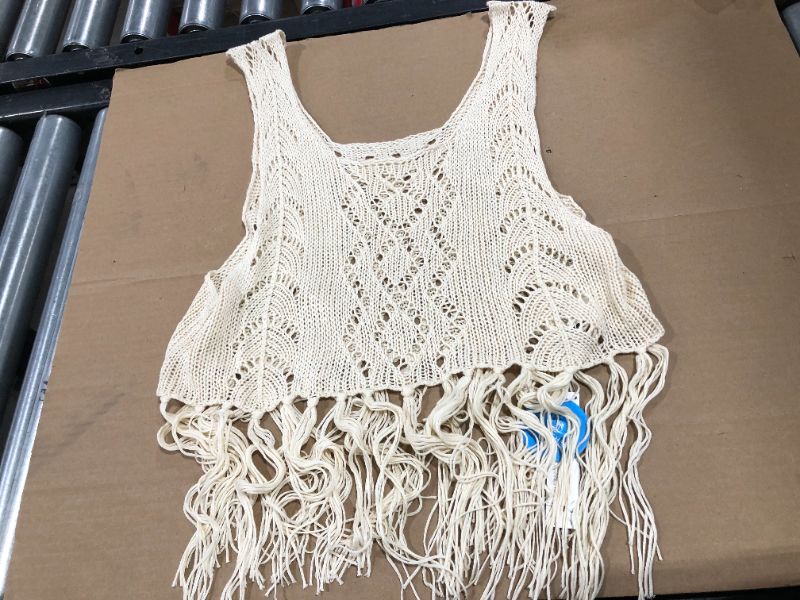 Photo 1 of Nikky Round Neck Wide Straps Braided Tassel Cover Up (L)