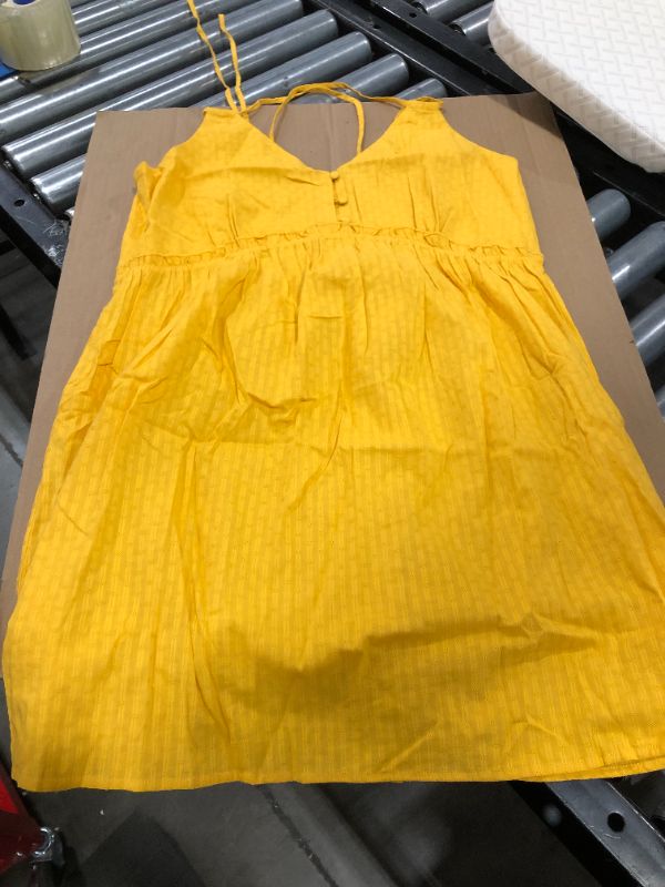 Photo 1 of Bright Yellow Lace Up Mini Dress (L)
