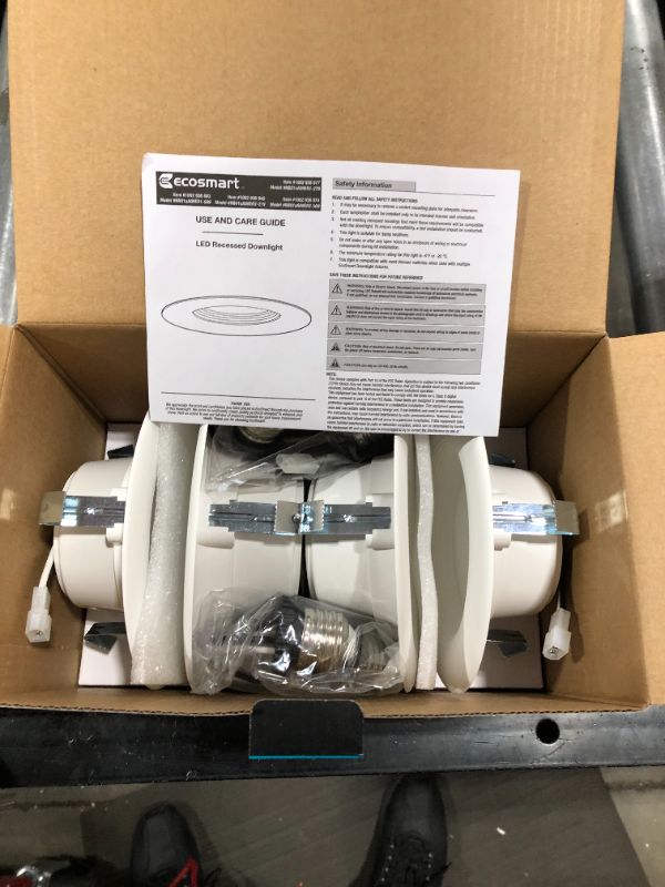 Photo 1 of 4 in 1 EcoSmart 4 in. White Integrated LED Recessed Trim DL (3 Packs)
