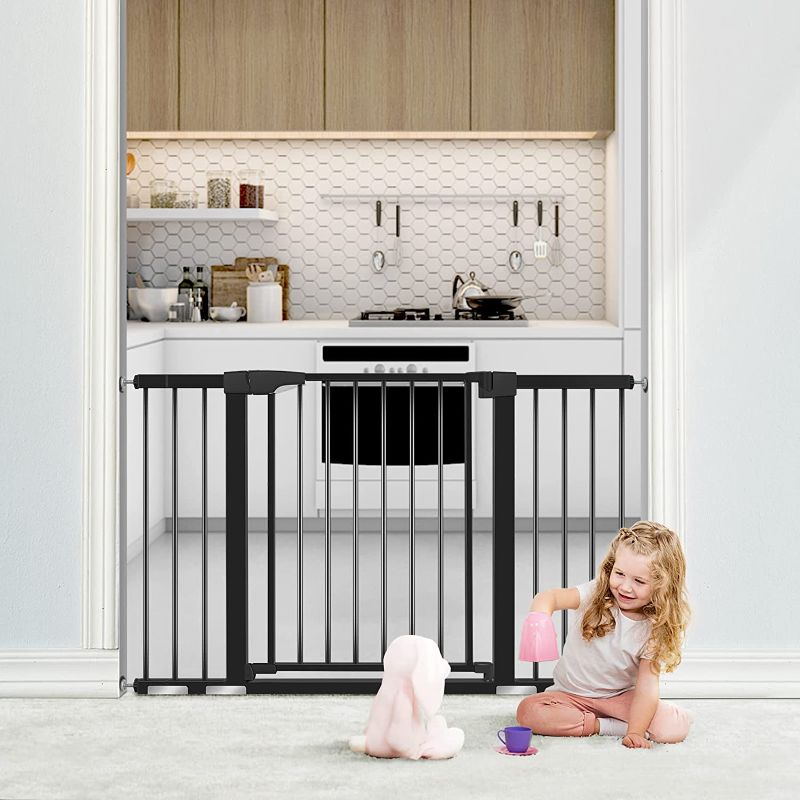 Photo 1 of Baby Gates for Doorways, RONBEI 51.5" Walk Through Baby Gate Extra Wide Baby Gates for Stairs, Pet Dog Gates Auto Close Safety Child Doorway Gates for Kids or Pets