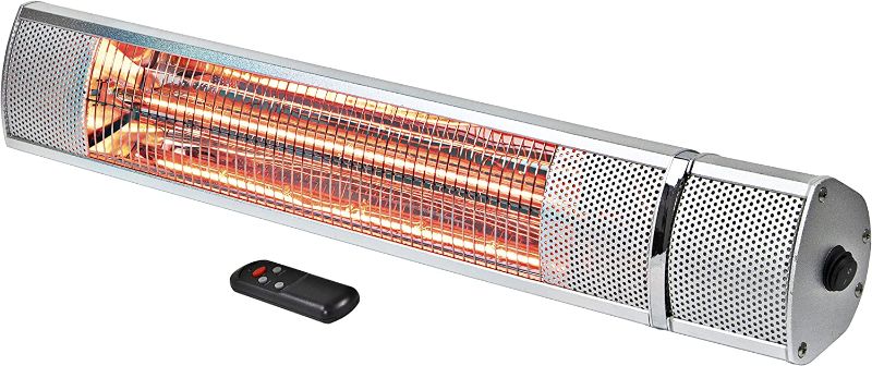 Photo 1 of Comfort Zone CZPH20RSL Outdoor and Indoor Patio Heater - Wall-Mounted Heating Device with Halogen Tube and Adjustable Heat Output - Waterproof Warmer for...
